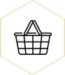 Contour hexagonal doré sur fond noir. Forme géométrique simple et élégante.