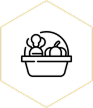 Hexagone noir avec contour jaune.