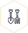 Hexagone geometrique avec contour jaune sur fond noir. Forme simple.